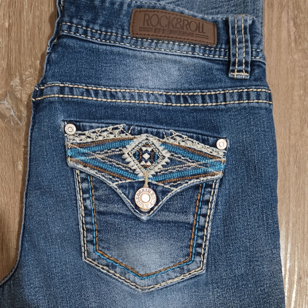 Rock & Roll Cowgirl Embroidered Blue Jeans